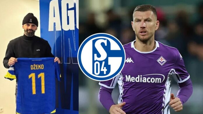 Schalke-Trainer Miron Muslić präsentiert sein Trikot-Geschenk von Edin Džeko. (Bildquelle: Instagram / miron.muslic)